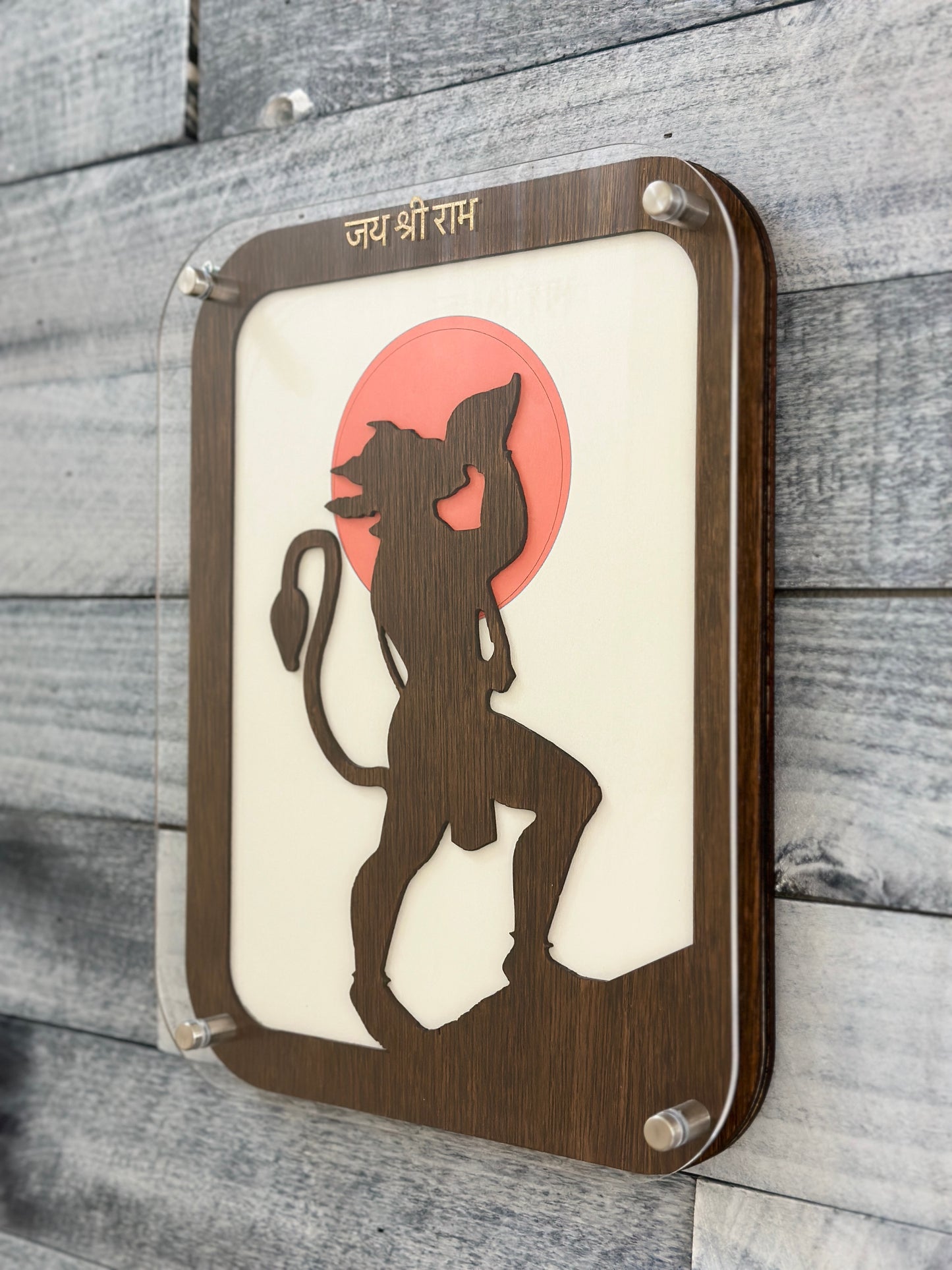 Bajrangbali Wooden Art, Hanuman Wall Decor, Rising Sun & Lord Hanuman Wall Art