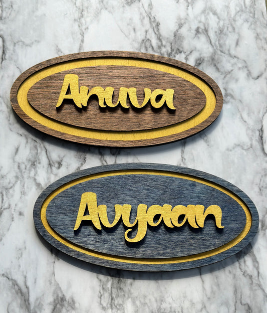 Custom Name signs, Oval Shape Name sign, Golden Name Sign