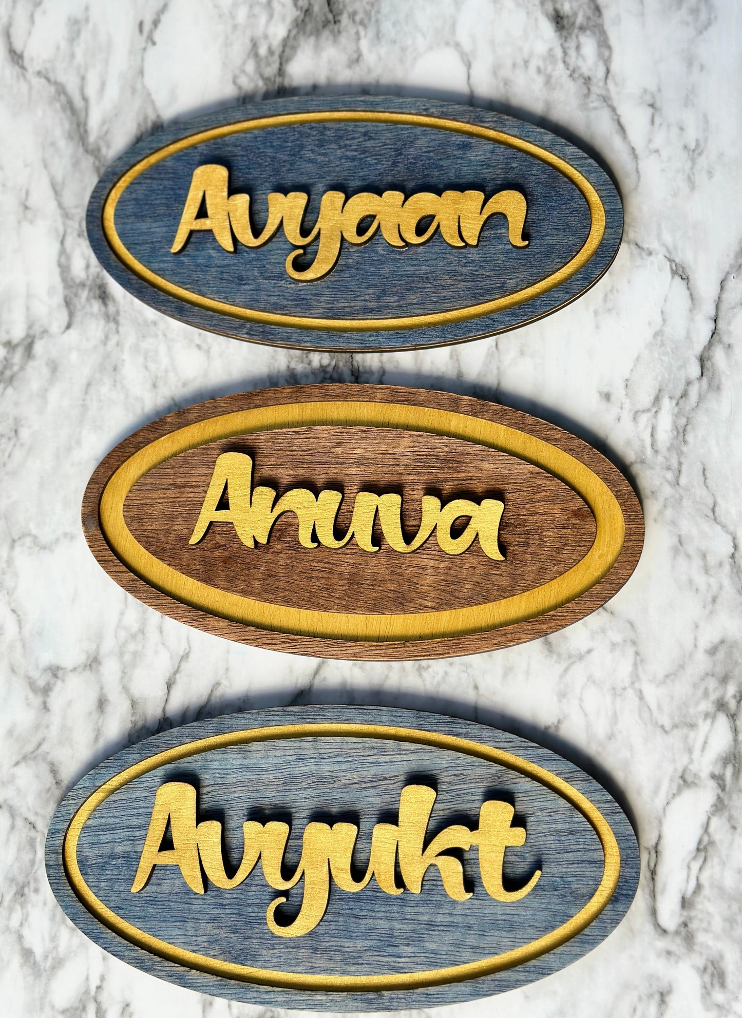 Custom Name signs, Oval Shape Name sign, Golden Name Sign