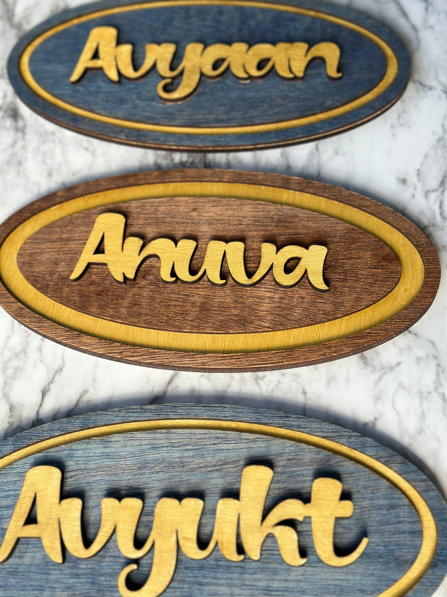 Custom Name signs, Oval Shape Name sign, Golden Name Sign