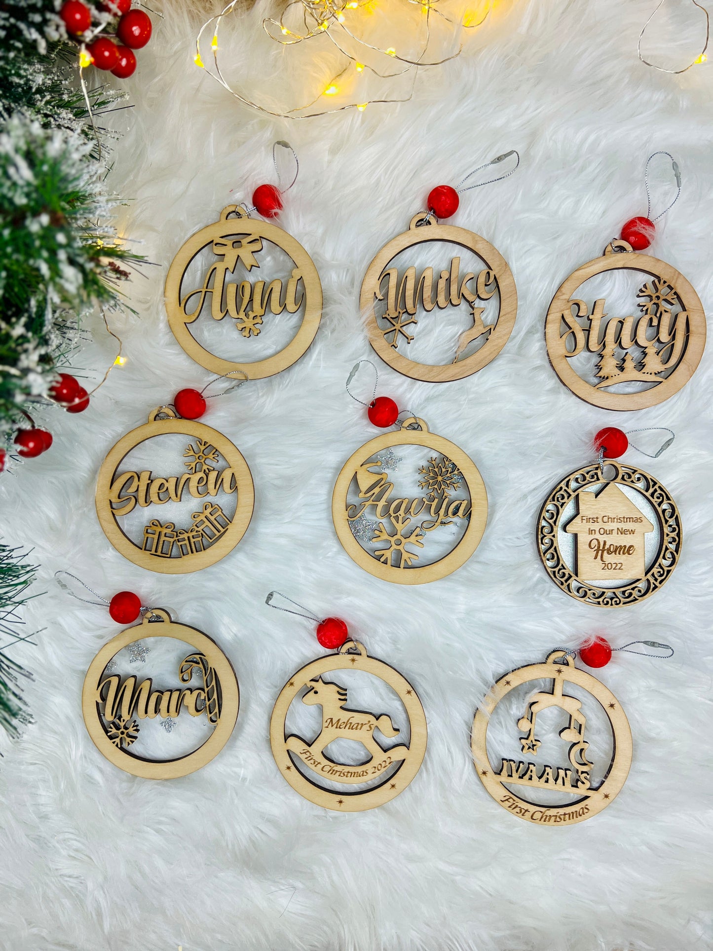 Personalised Name Christmas Ornaments, Reindeer Ornament, Custom Name , Candy cane ornament
