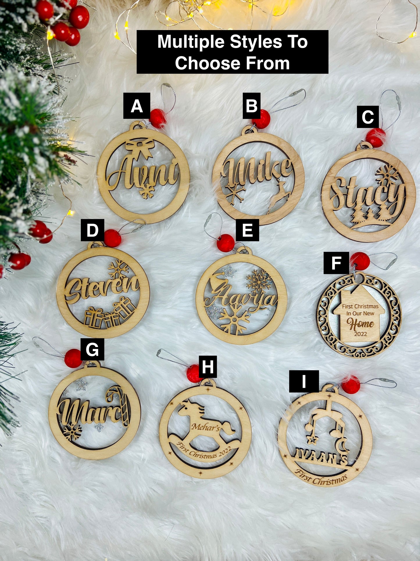 Personalised Name Christmas Ornaments, Reindeer Ornament, Custom Name , Candy cane ornament